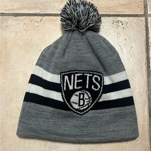 Mitchell & Ness Gray and Black Nets Beanie
